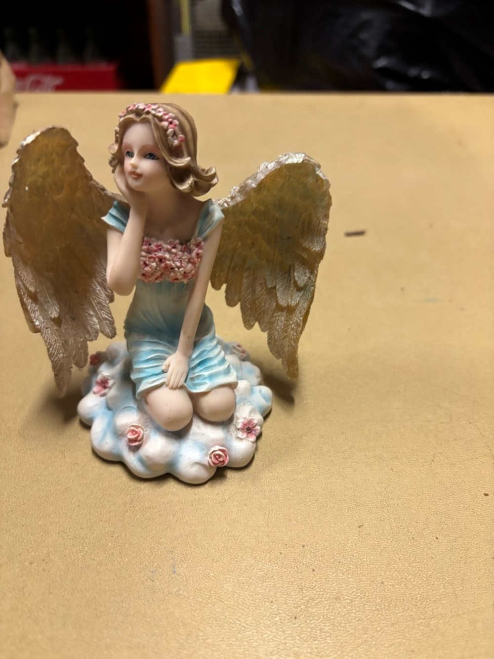 Lenox Angel Figurine with Gold Wings and Light Blue Dress